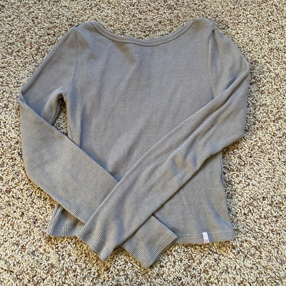 BDG Light Gray Women's waffle long sleeve